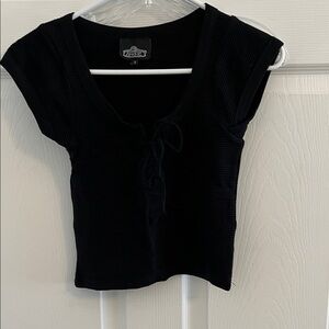 Angie Black Ribbed Crop Top